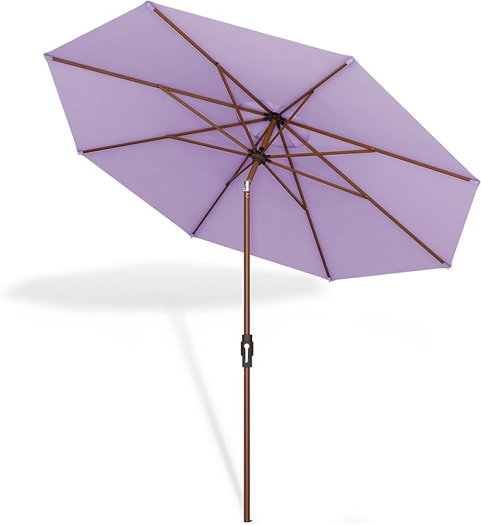 Midtown Umbrellas Wooden 2-9 Feet Outdoor Patio Umbrella, Terylast Midtown Purple Fabric, Aluminum Frame For Backyard Umbrella, Deck Umbrella, Garden Umbrella & Pool Umbrella - Wooden Pole