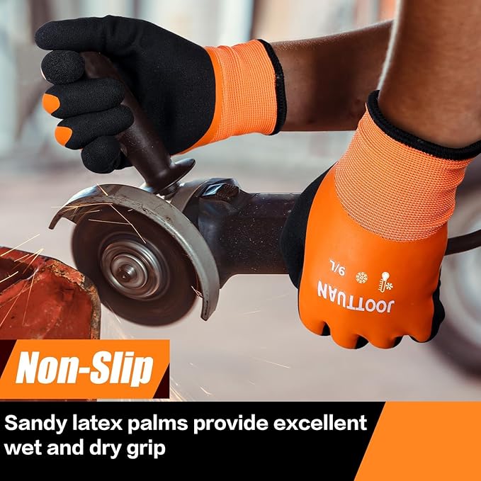 4 Pairs Waterproof Winter Work Gloves for Men Thickened Freezer Gloves Thermal Insulated Work Gloves for Cold Weather (4, Large)