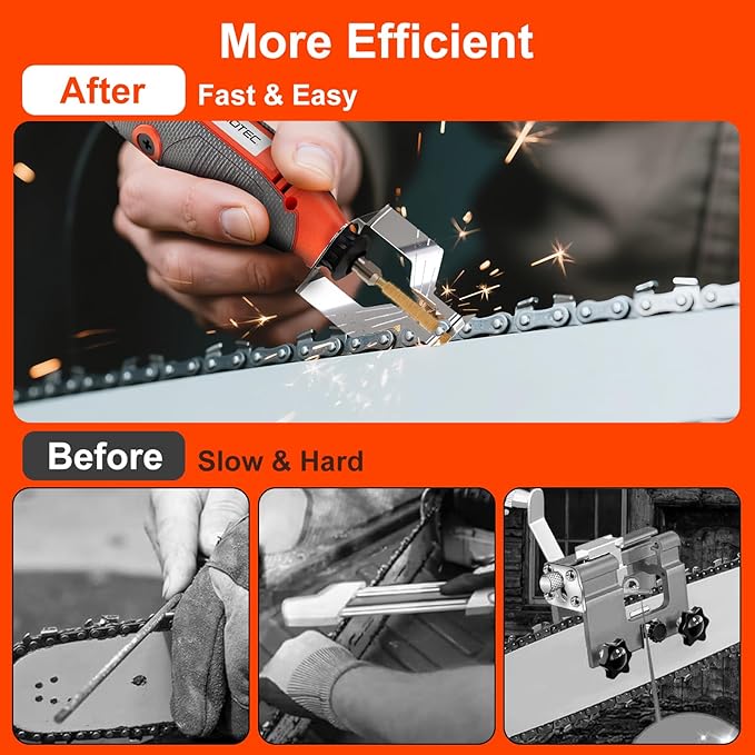 NEOTEC Electric Chainsaw Sharpener Kit Multi-Purpose Chain Saw Sharpener Tool with 6 Titanium-Plated Diamond Bits Saves Time Easy to Use De Cadena De Motosierra for All Chainsaw Chains