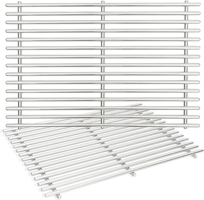 J&YNBBQ 17.4" 9mm Stainless Steel Grill Grates Replacement for Weber Spirit 300 & GS4 Spirit II 300 Series –, Fits E310, E320, E330, S310, S320, S330, Replaces Weber 7639, 7638, 7527 (2 Pack)
