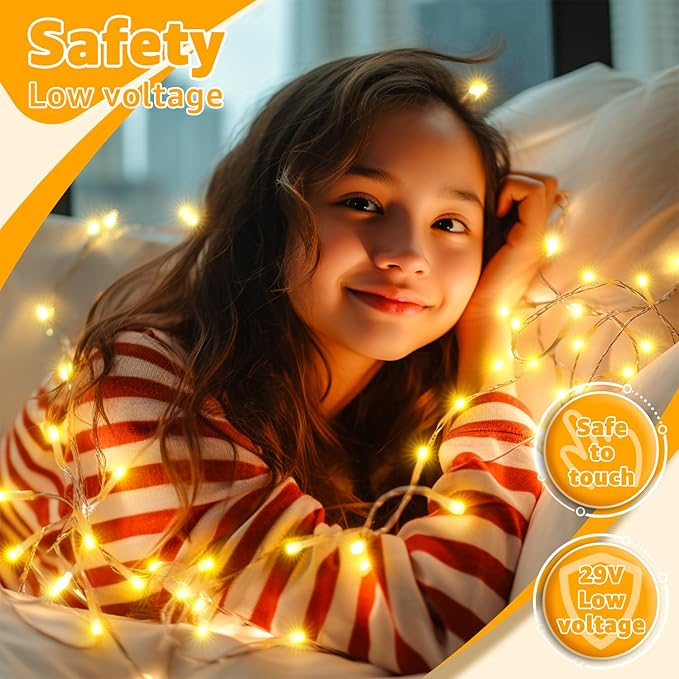 Ollny 120LED 40FT String Lights, Waterproof Connectable Fairy Lights with Timer 8 Modes, Warm White Plug in Christmas Light for Indoor Outdoor Patio Party Bedroom Classroom Decor