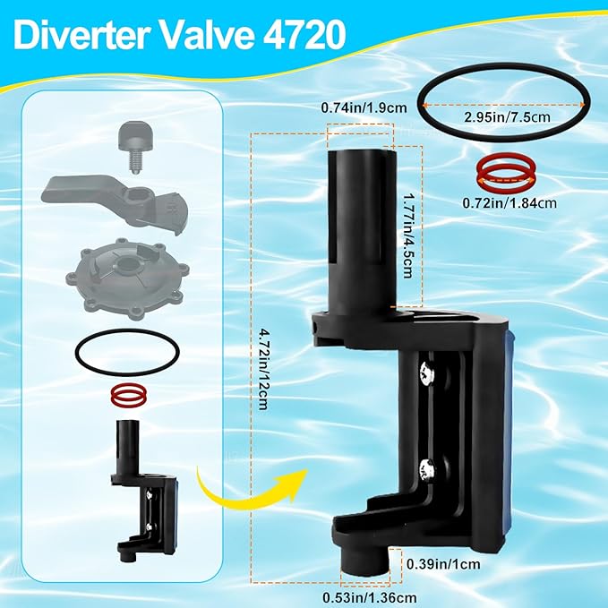 2-Port/3-Port Pool Valve Rebuild Kit Compatible with Jandy 2-way/3-way 4715, 4716, Valve and Gray Includes Handle 7433, Knob 4603, Valve Cover 4606, Diverter Valve 4720 (Pack of 2)