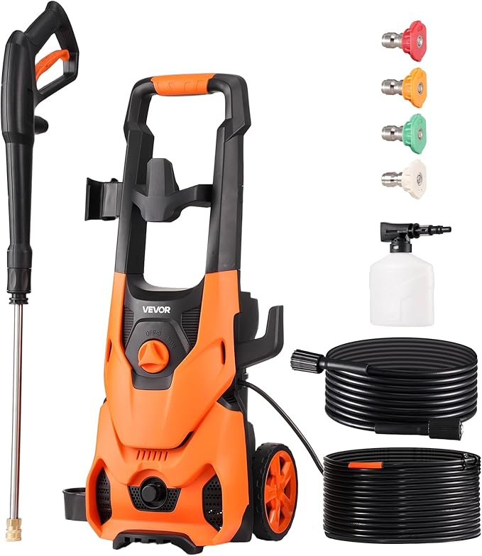 VEVOR Electric Pressure Washer, Max 4200 PSI and 2.8 GPM, High Power Pressure Cleaning Machine with 4 Quick Connect Nozzles and a Foam Cannon, Ideal for Cars/Fences/Driveways/Patios/Home Cleaning