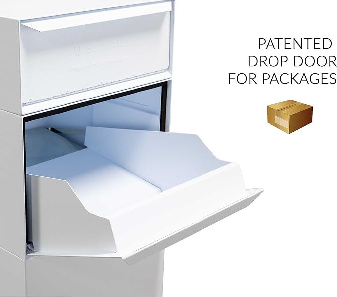 dVault® Full Service Vault DVCS0015 Secure Curbside Mailbox/Package Drop with Locking Letterbox (White)