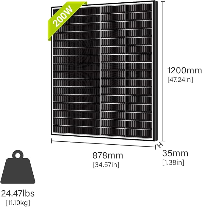Newpowa 9BB Cell 200 Watt 12V Monocrystalline Solar Panel Kit, 200W 12Volt Solar Charger Kit+20A PWM Charge Controller+Mounting Z Brackets+Cable, High Efficiency Module for Off Grid System