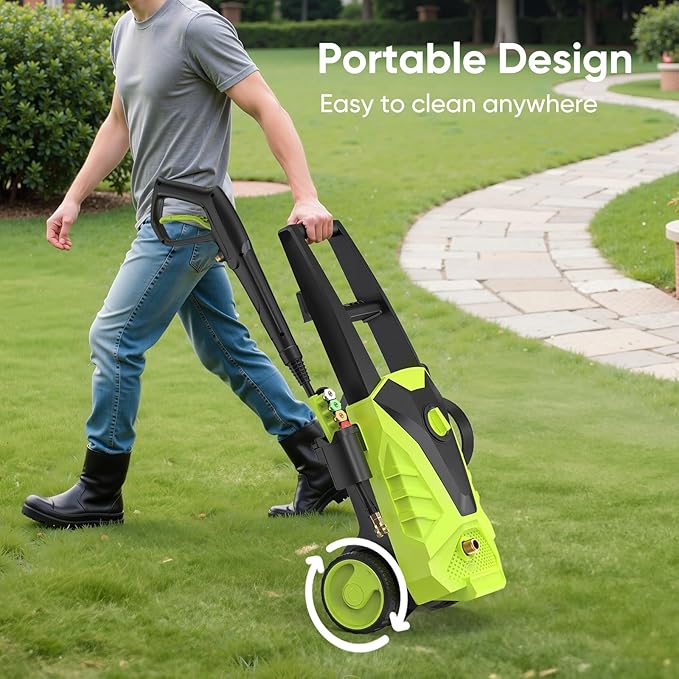 DUMOS Electric Pressure Washer, High Pressure Cleaning Machine with Foam Cannon, 2.0 GPM Power Washer with 5 Quick Connect Nozzles for Fences Decks Patios