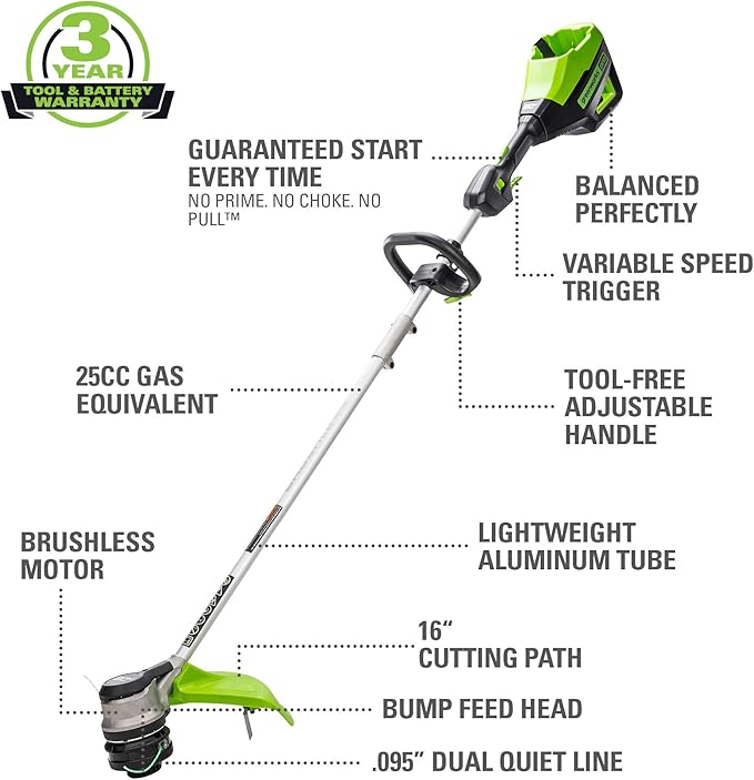 Greenworks 80V 21" Cordless Battery Push Lawn Mower,16" Cordless Battery String Trimmer Combo Kit w/(1) 4Ah Battery & (1) 4A Rapid Charger