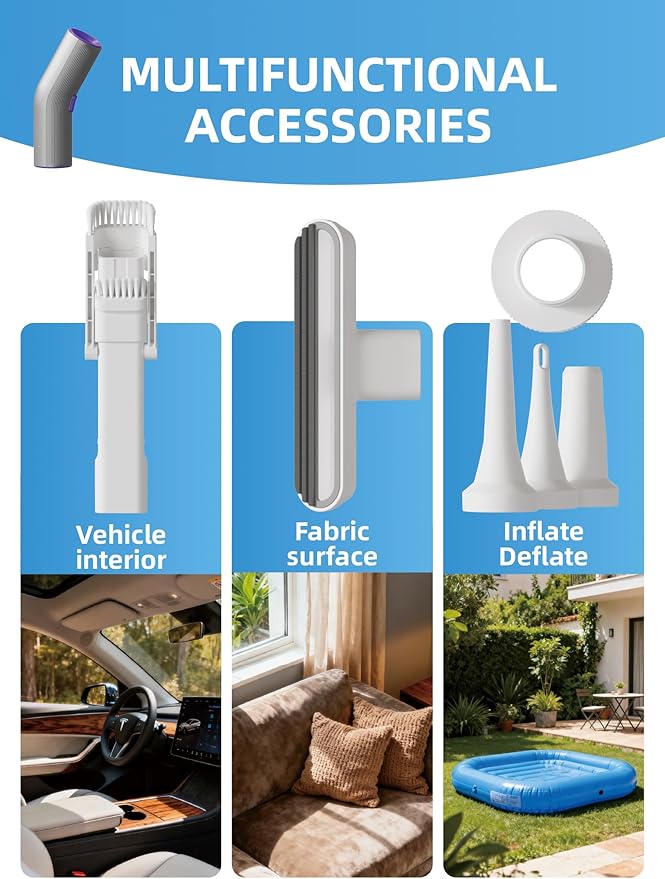 Handheld Vacuum Cordless, 4 in 1 Portable Mini Car Vacuum Cleaner with 15000pa Suction Power, 2 Suction Modes & Multi-Nozzles for Home Pet Office, Silver