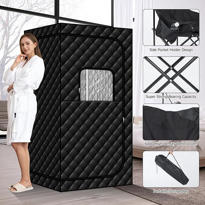 Portable Infrared Sauna with Red Light, Personal Sauna Spa with Remote Control and Large Foldable Chair, Full Size Dry Heated Home Saunas Tent for Detoxation & Relaxation