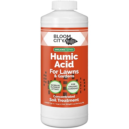 Bloom City Organic Liquid Humic Soil Health Formula, Great for Houseplants, Gardens and Lawns, Quart (32 oz) Concentrated Makes 30+ Gallons