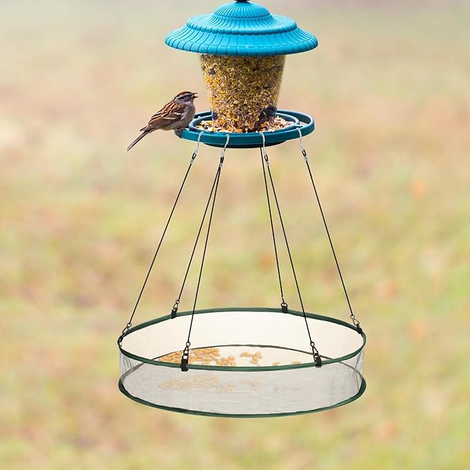 Universal Wild Bird Seed Catcher Hanging Hoop Platform Bird Seed Catcher Tray for Hummingbird Feeders Bee Feeder Outdoor Garden Accessories(2 Pieces,24 Inch)