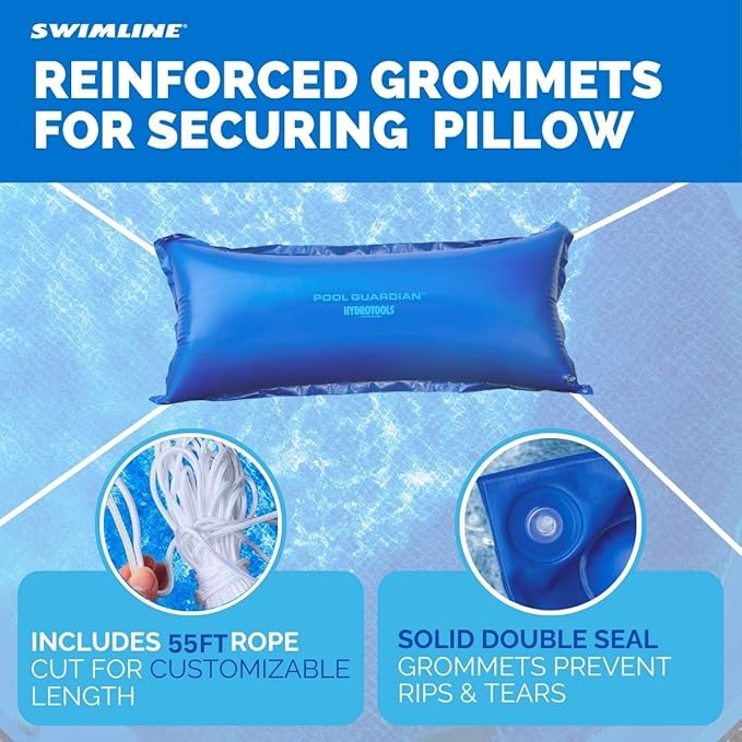 SWIMLINE HYDROTOOLS Air Pool Pillow for Above Ground Pools Cover Winterizing Guardian Premium | 4 x 8 ft Cushion Float for Under Pool | Rope Included | Cold Resistant Thick | 11485