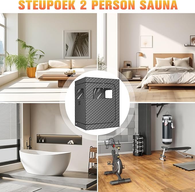 Upgraded Portable Steam Sauna, Portable Sauna Box for Home, Home Sauna Tent Full Body, 1200W 3L Steam Generator, 99 Minute Timer, Folding Chair, Remote Control Included(Grey)