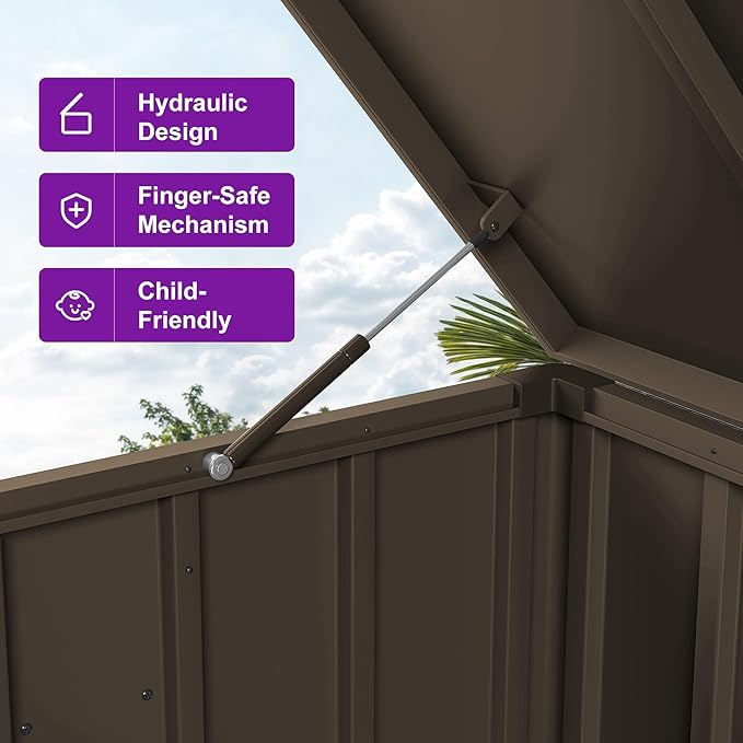 PURPLE LEAF Outdoor Deck Box 150 Gallon Waterproof Lockable Storage Box Container with Lid Deck Organization for Patio Cushions Side Table Pool Accessories Garden Tools, Brown