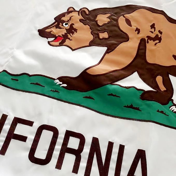 Jayus Double Sided Embroidered California Republic Sates Flags 2x3 FT Outdoor - 340D Heavy Duty Nylon Californian Cali CA Bear Flag Banner with 2 Grommets