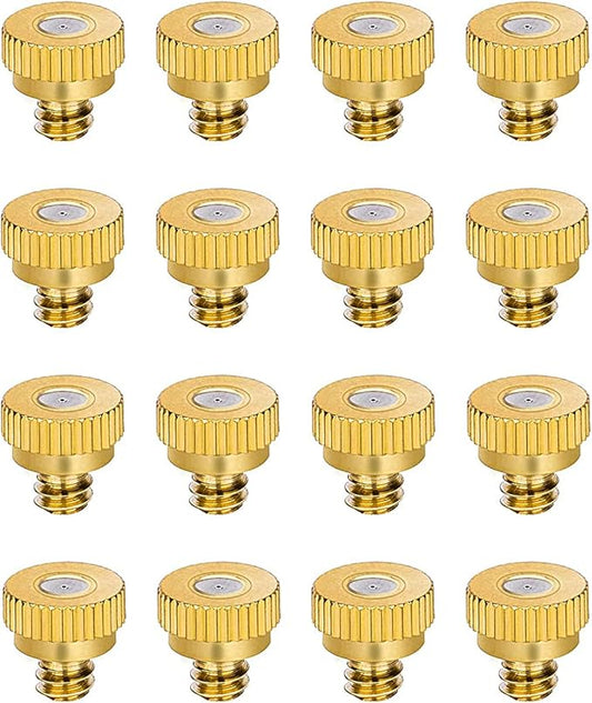 Aopin G 3/16 Brass Misting Nozzles 0.5mm / 0.02" Orifice Atomizing Mister Sprayer Nozzle Suitable For Outdoor Cooling,Garden Irrigation,Fountain, Crop Nutrient Injection, Greenhouse 16 Pcs