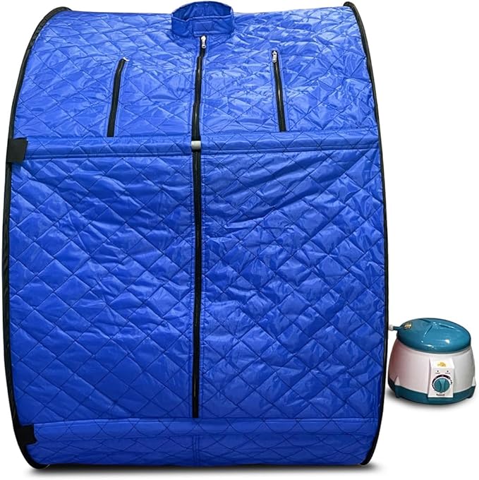 Kawachi Portable Steam Sauna Bath with 1.5L Steam Generator, 750W Power, Blue, Personal Home Spa for Full Body Detox Therapy and Relaxation