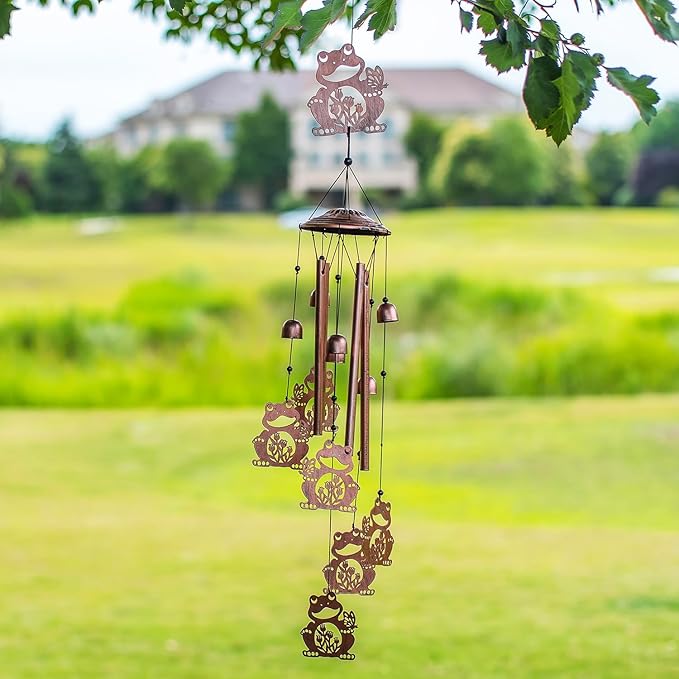 Frog Wind Chimes Outdoor Frog Gifts for Women/Men/Mom/Wife/Grandma Birthday Gifts Memorial Gift Metal WindChimes for Outside/Indoors, Lawn, Patio, Home, Porch, Yard Decor, Garden Decorations