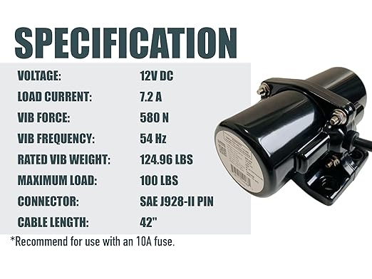 VIB100 12VDC Vibrator Vibration Motor for Salt Sand Spreader and Concrete Mixer 54Hz 100LBS