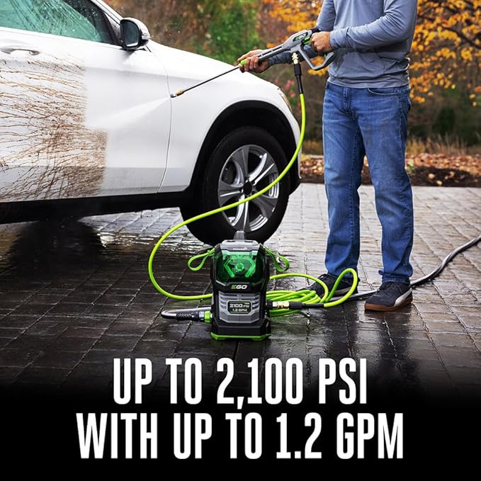 EGO Power+ 2100 Psi 1.2 Gpm Battery Powered Cold Water Pressure Washer with 4 Spray Nozzles 6.0Ah Kit