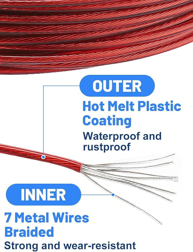 164ft Pool Cover Cable & Heavy Duty Winch Kit - Upgraded Zinc Alloy Spring Loaded Ratchet & Plastic Coated Steel Wire for Above Ground Swimming Pool Winter Close