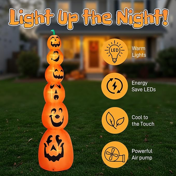 AW 9FT Halloween Inflatable Pumpkins Blow up LED Lights Outdoor Party Decorations