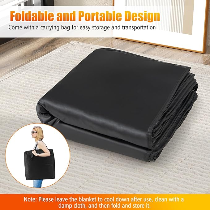 COSTWAY Infrared Sauna Blanket with Sleeves, Portable Full-Body Sauna Bed with Carry Bag, 30-90Min Timer, 90-180°F Temp Range for Relaxation & Detoxification, Muscle Tension Relief
