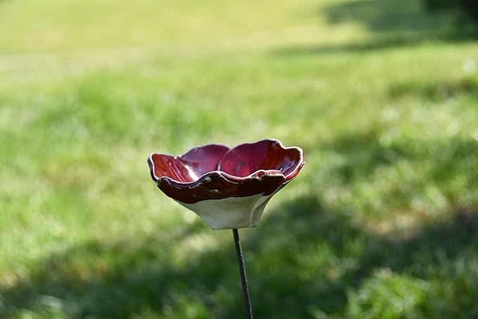 Ceramic Garden Decor - Flower Lawn Stake - Outdoor Statue - Perfect, Unique Gifts for Gardeners Woman, Men, Yard Gifts - Handmade, Frostproof