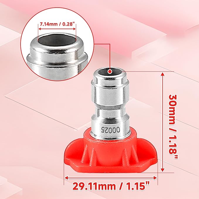 Tool Daily Pressure Washer Tips, 0 Degree Red Power Washer Nozzle Tips 7 Pack with Nozzle Holder, 1/4 Inch Quick Connect, 4000 PSI