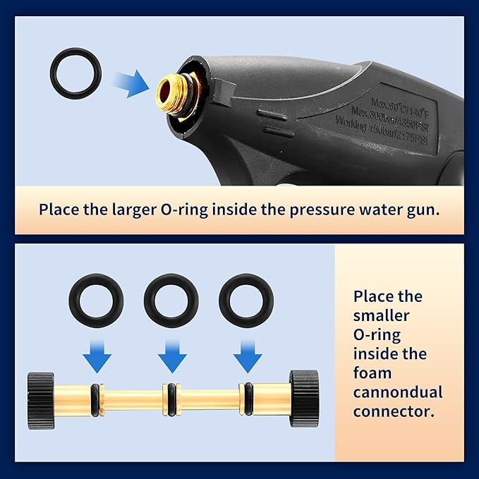 Foam Cannon for Pressure Washer with Dual Connector & Short Spray Gun, 1/4" Quick Connect & M22 Male Inlet, Double Tip, 5 Power Washer Nozzle Tips, 4000 PSI Car Wash Kit (Not Fit Garden Hoses)