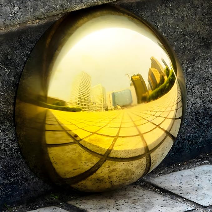 3PCS Decorative Gold Half Gazing Ball, Stainless Steel Mirror Globe, Hollow Polished Reflective Smooth Garden Sphere, Garden Dome Ornament
