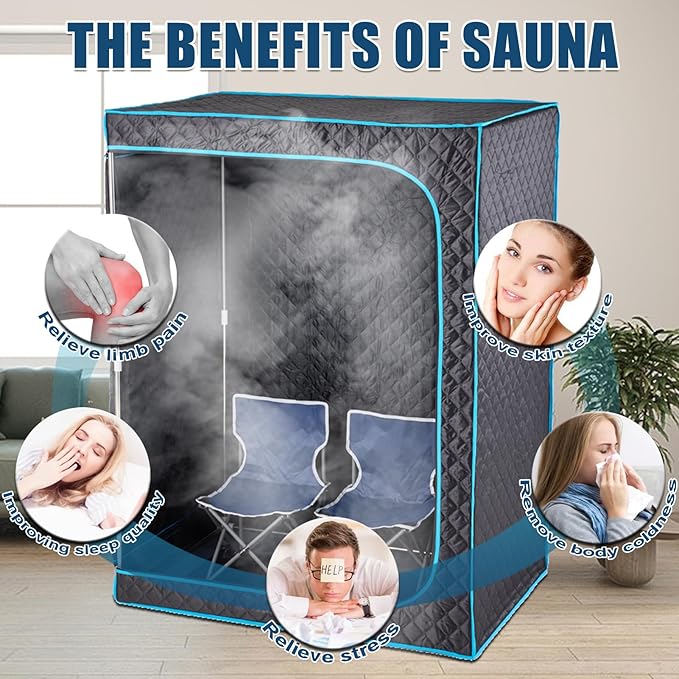 Portable Steam Sauna, Full Size Collapsible 2 Person Sauna Tent for Home Spa, 2.5L,1500W Steamer with Remote Control,Christmas Birthday Gift for Family