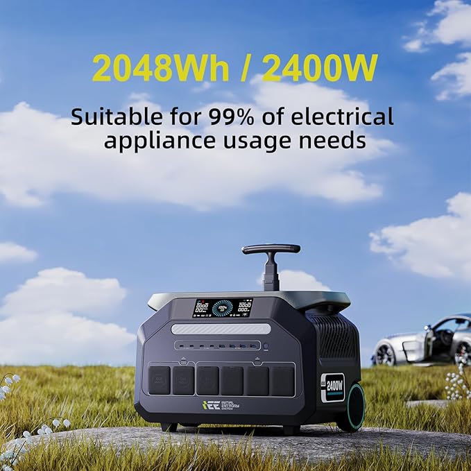 IEE 2400W/2048Wh Solar power station With 400W Solar Panel,P2400 Solar Generator(4800W Peak),1800W Super Fast Charging,APP Control Emergency Power Station for Home, Camping, Power Outages