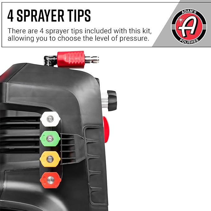 Adam's Pressure Washer 3.0 (Complete Kit) - Powerful Car Washing Pressure Sprayer, Includes Snub Nose with Swivel, Extension Wand, Premium Foam Cannon & 16oz Mega Foam Shampoo| 1260 PSI & 1.6 GPM
