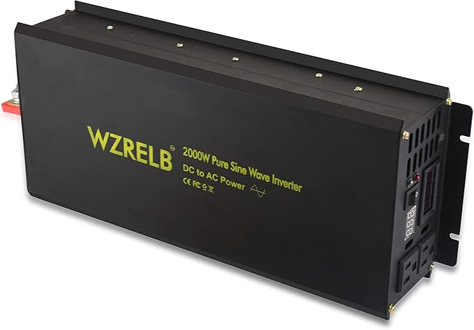 WZRELB Power Inverter 2000w Pure Sine Wave Inverter 24v 120v DC AC Converter