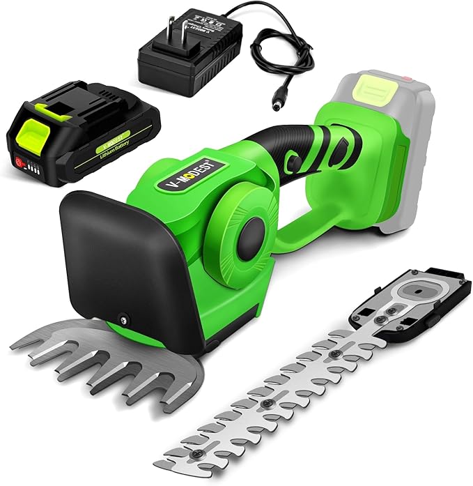 Cordless Hedge Trimmer with 21V, 2000mAh Battery, 2 in 1 Handheld Cordless Electric Hedge Trimmer, Grass Shear with Rechargeable Battery and Charger for Yard, Lawn