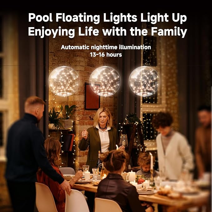 4 Pack Solar Floating Pool Lights, 14 Inch RGB Inflatable LED Pool Balls with Remote, IP68 Waterproof Color Changing Pool Lights That Float for Swimming Pool Party Yard Outdoor Night Decor