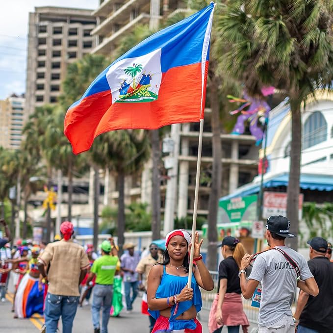 Haiti Haitian Flag 3x5 ft Outdoor, Double Sided 3 Ply Heavy Duty Haiti National Country Flag, 100% Quality Polyester Haitian Banner with Brass Grommets 4 Rows Stitches