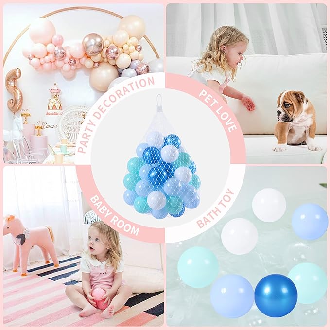 TRENDPLAY Plastic Balls for Ball Pits 2.2 Inch, Pack of 50 100 200 500 Hollow Balls, Perfect for Toddler Baby Pools,Party,Festival Decoration