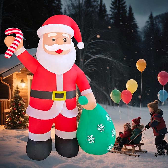 12ft Christmas Inflatable Yard Decor Build-in LED Outdoor Blow up Christmas Decorations for Yard/Lawn/Garden (12ft Santa)