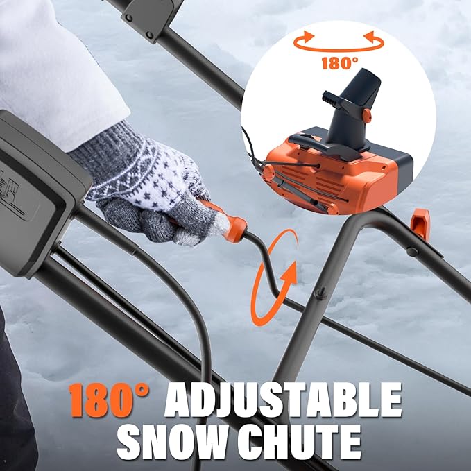 MAXLANDER Corded Electric Snow Blower, 20 Inch 15A Electric Snow Thrower with Dual LED Headlights & 180° Adjustable Chute, 25FT Throwing Distance, Walk-Behind Snowblower for Driveway and Walkway