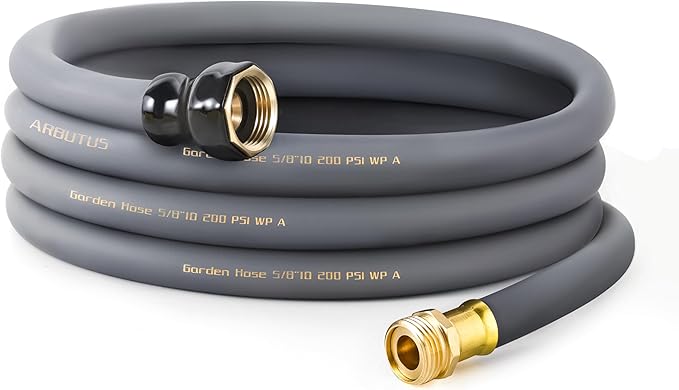 Garden Hose 5/8" x 25ft - Heavy Duty Rubber Water Hose 600 PSI Burst Pressure, No Kink & Durable Flexible Hose for Yard, Car Wash, Pets Gray