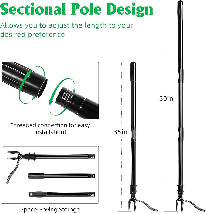 Weed Puller Tool, 50 Inch Stand Up Heavy Duty Weed Puller Tool, Gardening Hand Weeding Tool, 4 Claw Steel Head with Long Metal Handle Weed Remove Tool for Yard and Garden ﻿