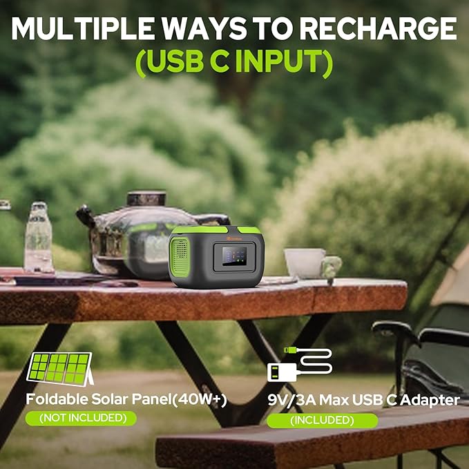 Portable Solar Power Station with Foldable Solar Panel 30W, 110V 120W AC Outlet Solar Power Bank Generator with Panel, Camping Battery Bank with USB C for Laptop Smart Device Outdoor Hiking Fishing