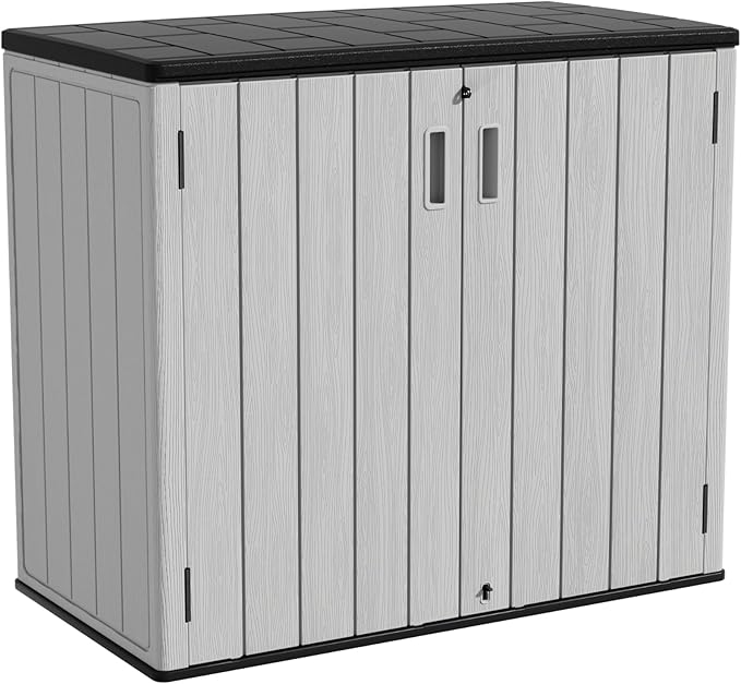 ZZM 37 Cu.ft Outdoor Storage Cabinet with One Tool Kit, Horizontal Storage Shed for Garage, Bike, Garbage Cans, Garden Accessories