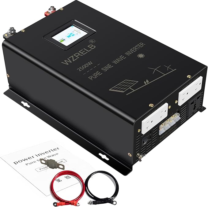 WZRELB 2500W Split Phase Pure Sine Wave Inverter, 48V DC to 120V/240V AC, 4 AC Outlets, Hardwire Terminal, High Efficiency up to 91.6%