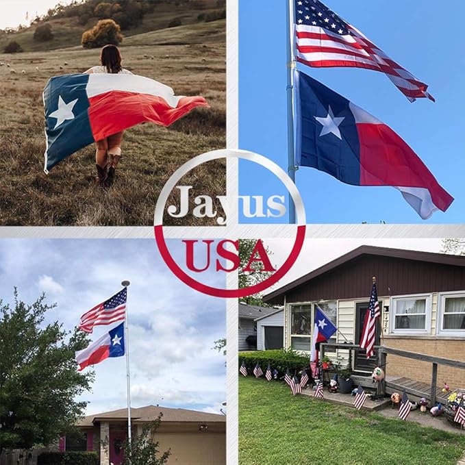 Jayus Double Sided Texas State Flag 4x6 FT Outdoor- 220D Heavy Duty Republic of Texas Flags Banners- Vivid Colors UV Resistant TX Flags with 2 Brass Grommets