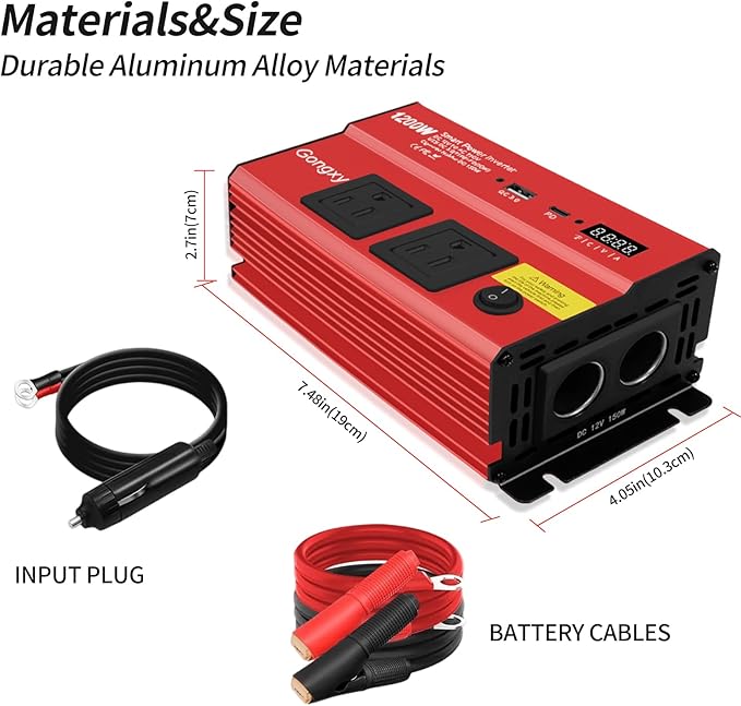 Car Power Inverters 1200W Inverter - 12v DC to 110v AC Converter with AC Outlets USB Type-c Port,Car Power Converter for Truck/Home/Vehicles/Laptop Trip