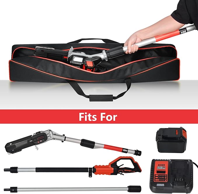 Pole Saw Bag for WORX/for DEWALT/for Greenworks/for EGO Power+/for BLACK+DECKER Electric Telescoping ChainSaw, Cordless Power Saw Storage Case for Extension Tree Trimmer Attachment(Box Only)-Red