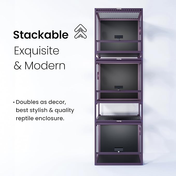 MagicCube 18'' x 18'' x 18'' Reptile Tank with Lock, 24 Gallon Reptile Terrarium with Flip-Up Tempered Glass Door, Top Screen Ventilation for Leopard Gecko - Bottom Not Leakproof